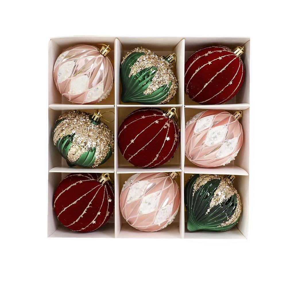 Weihnachtskugeln, 9er-Pack, 8cm Farbige Weihnachtskugeln, Geschenkbaumschmuck, Geeignet für Weihnachtsbaum und Feiertagsdekorationen