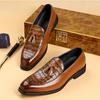Britain Gentleman Pointed Crocodile Pattern Leather Business Casual Shoes For Men Tassel Loafers Formal Wedding Dress Footwear