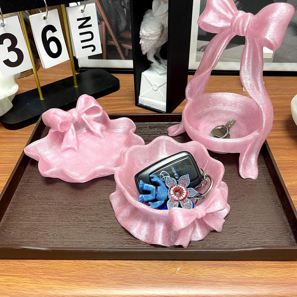 Cute Bowknot Shaped Jewelry Organizer Home Desktop Storage Tray Decor Display Holder for Ring Earrings Living Room Bedroom Decor