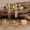Conjuntos de Brincos Huggie Quadrados Dangle de Aço Inoxidável 3 Peças Para Mulheres Luxo Fofo Frutas Helix Tragus Piercing Brinco Joias de Festa