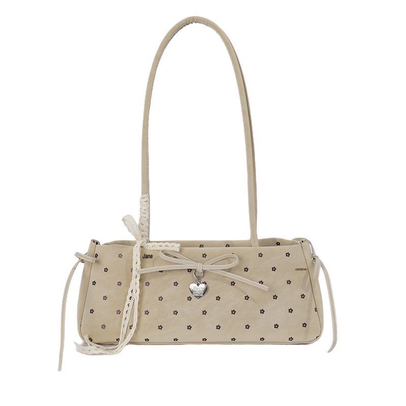 Korean Chic Bow Polka Dot Baguette Bag - Stylish Women's Shoulder & Handheld Bag