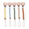 Pendant for Newborn Toys Gift New Beech Wooden Heart Beads Baby Pacifier Chain Clip  Silicone Beads Dummy Nipple Holder Teether