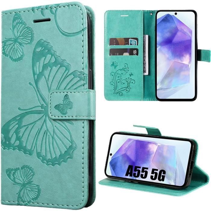 Coque de protection - Samsung - Galaxy A05s - Antichoc - Simili Cuir - Motif Papillon