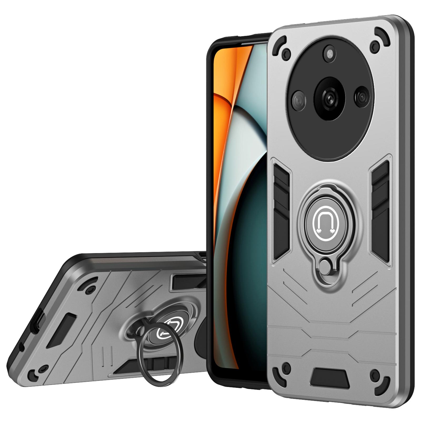 

Для Realme Narzo 60 5G Чехол PC+TPU Подставка для телефона с магнитным креплением в автомобиль Grey