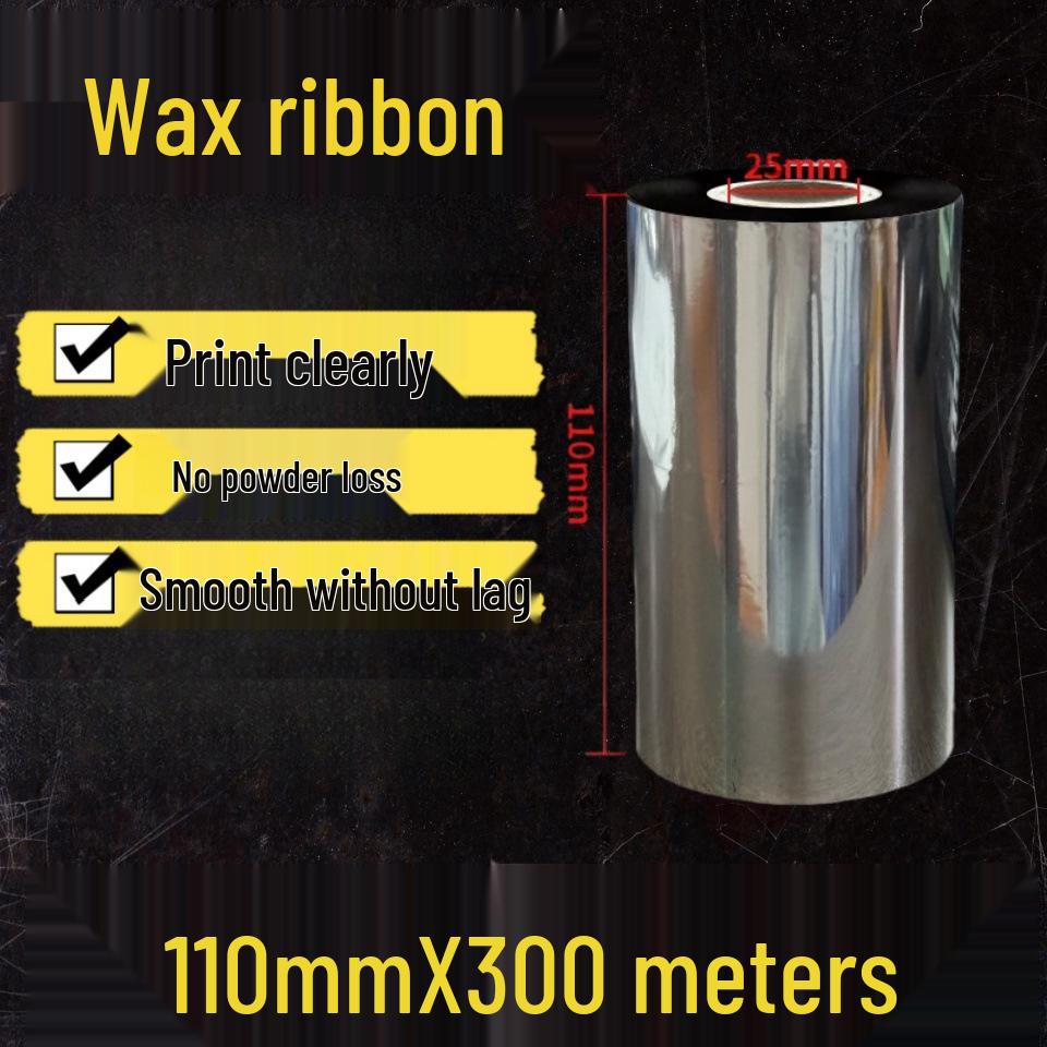 Verbessertes Wachs-basiertes Thermotransferband 110mm×300m für Kupferdrucketikettendruck, 110mm×70m Doppelachskarbon
