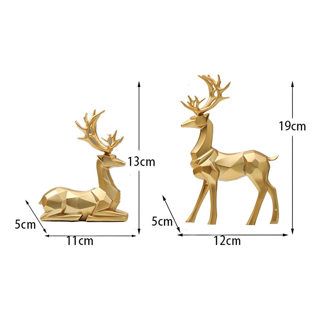 2 Pieces Christmas Reindeer Figurines Decor Nordic European Style Deer Statue Fireplace Window Desk Bedroom Shelf Ornament
