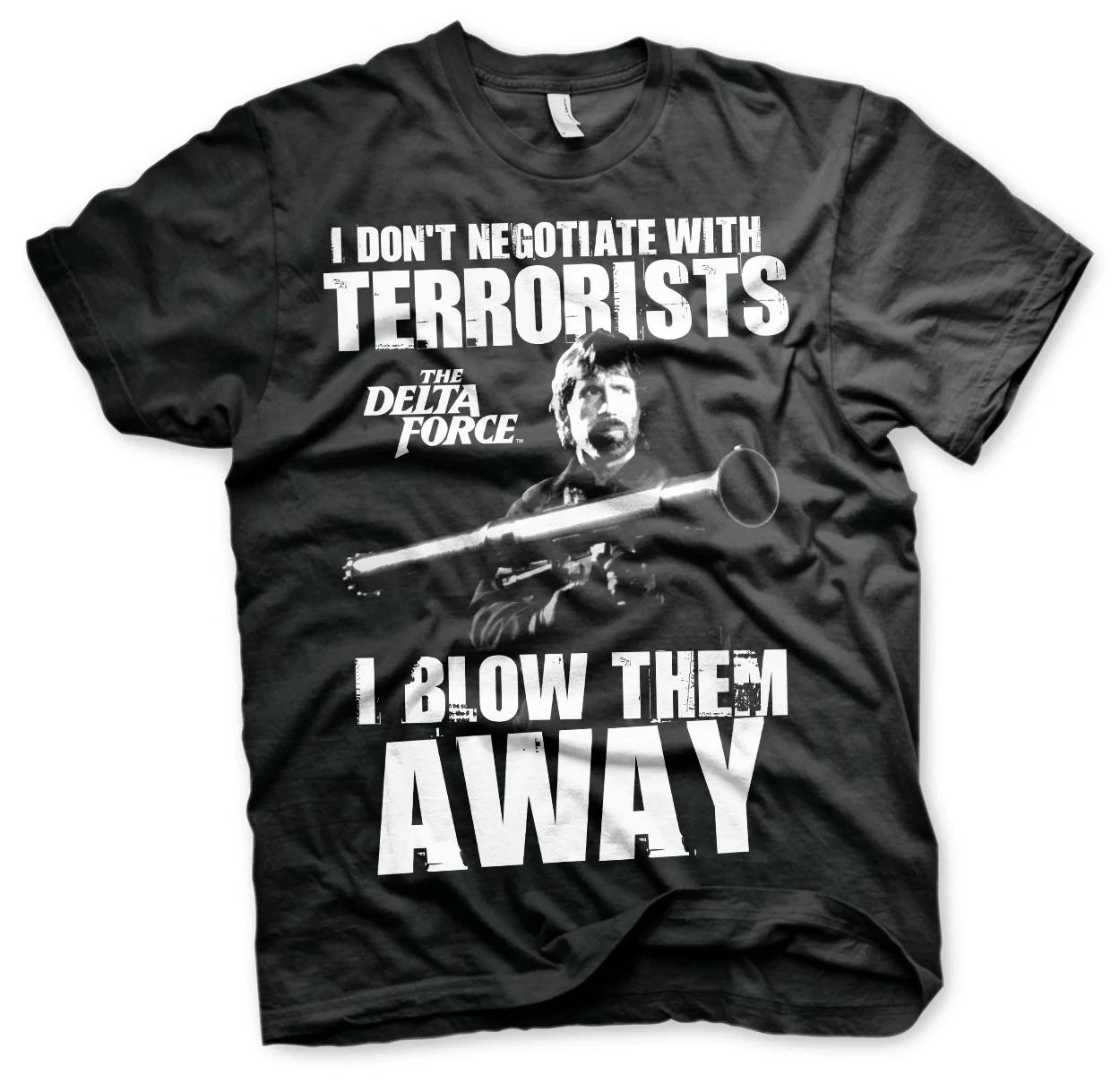 Chuck Norris I Blow Terrorists Away Official Mens T-Shirt L