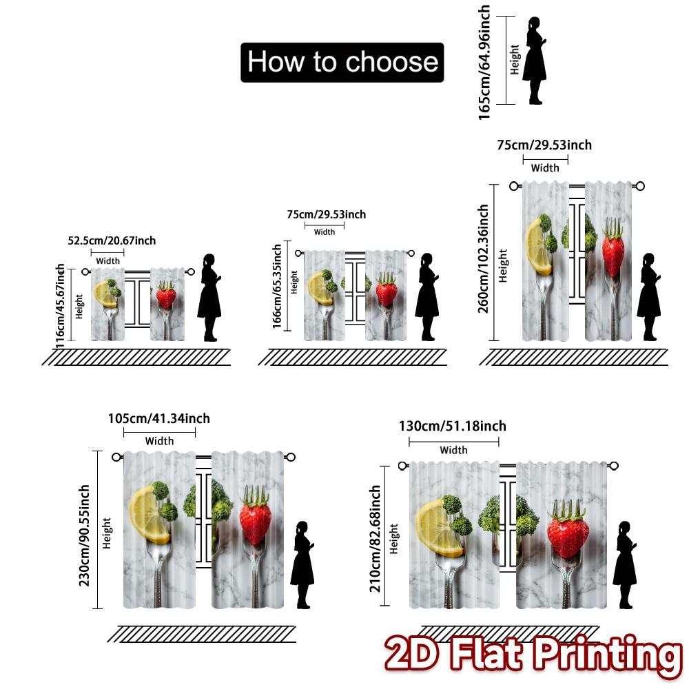 2pcs   2D FLAT PRINTING Curtains (Without Rod) Forked Trio Pattern Modern Curtains Versatile Polyester Curtains Festive Ldeal for