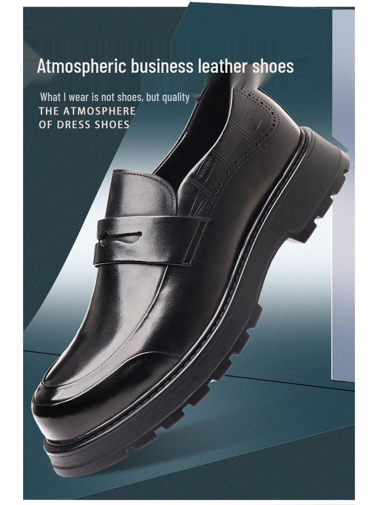 Pánské mokasíny z pravé hovězí kůže, ležérní business boty se silnou podrážkou