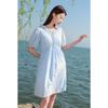 Sancai Plus Size V-Neck Mid-Sleeve A-line Cotton Dress