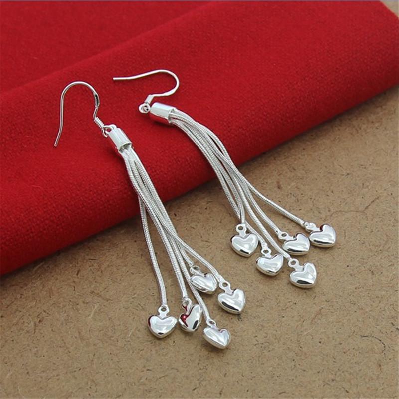 New  Sterling  Earrings Heart-Shaped Snake Bone Earrings For Women Fashion Jewelry Wedding Gifts