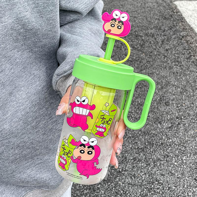 Glass girl summer office straw water cup cute tea water separation brewing cup