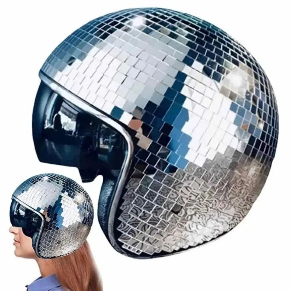 Stunning Light Effects Glitter Mirror Helmet Retractable Flip Visor Helmet  Music Festivals