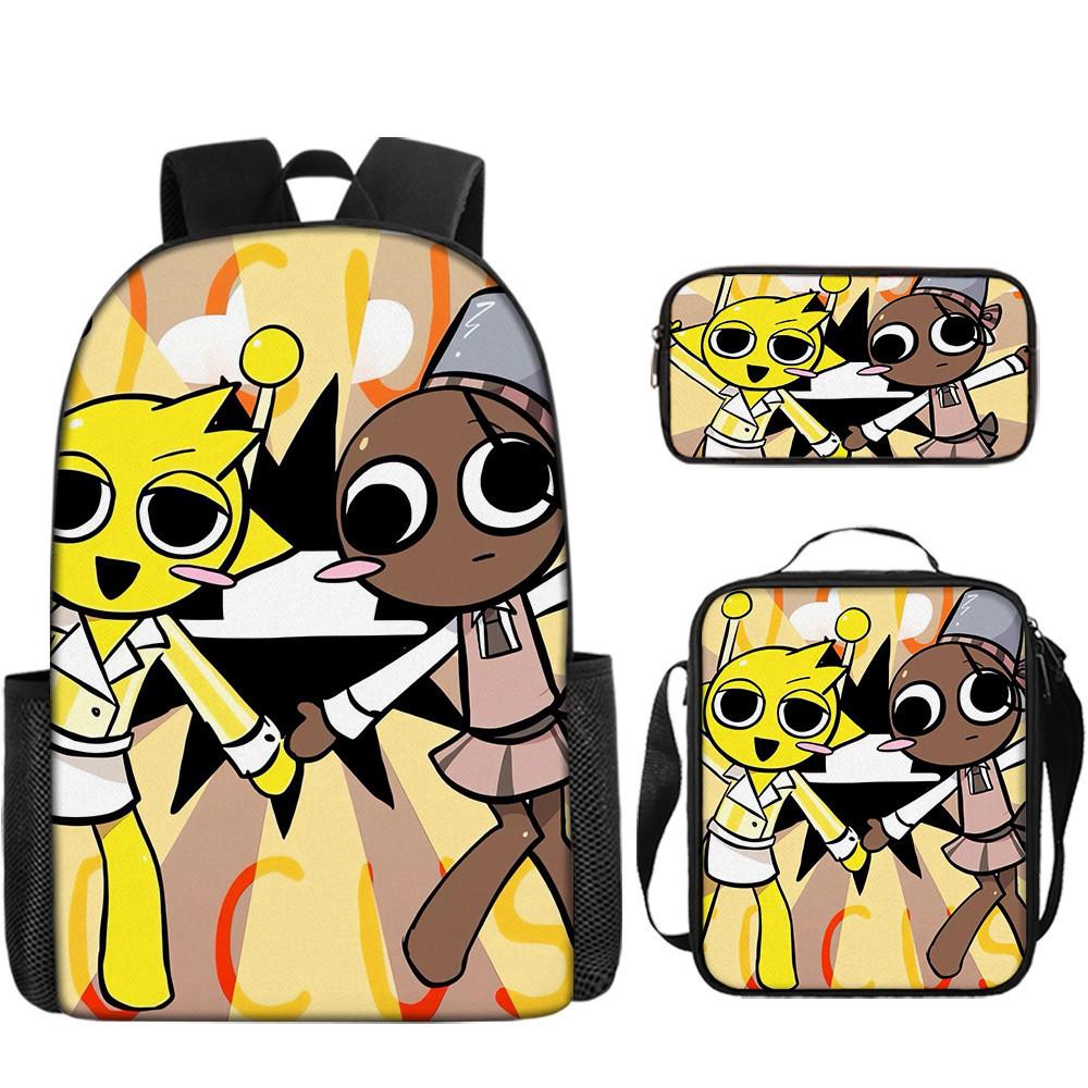 Game Incredibox Sprunki Pattern Large Capacity Three Piece Students School Bag