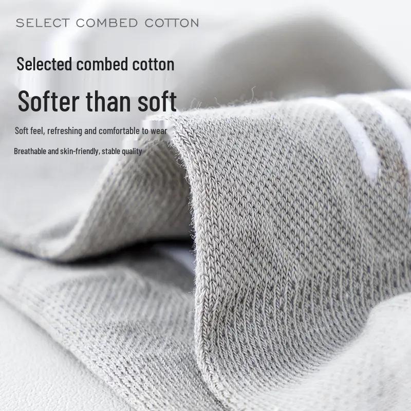 Men's Pure Cotton Odor-Resistant Summer Running Socks - Sweat-Absorbing, Mid-Calf, Lightweight Sports Socks