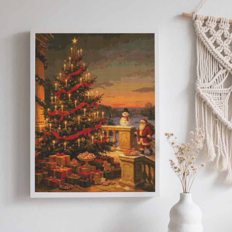 Full Drill Diamond Art Kit Christmas Tree Snowman Holiday Decor DIY Rhinestone Painting Canvas Creative Handmade Gift for Dog Lovers