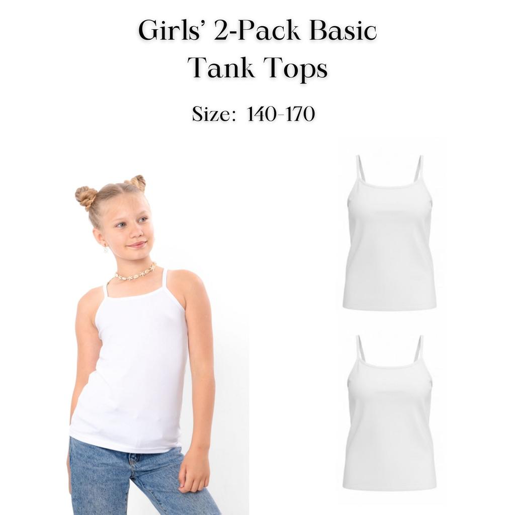 Girls’ 2‑Pack Basic Tank Tops, Any season 6289-036-pak2 HC