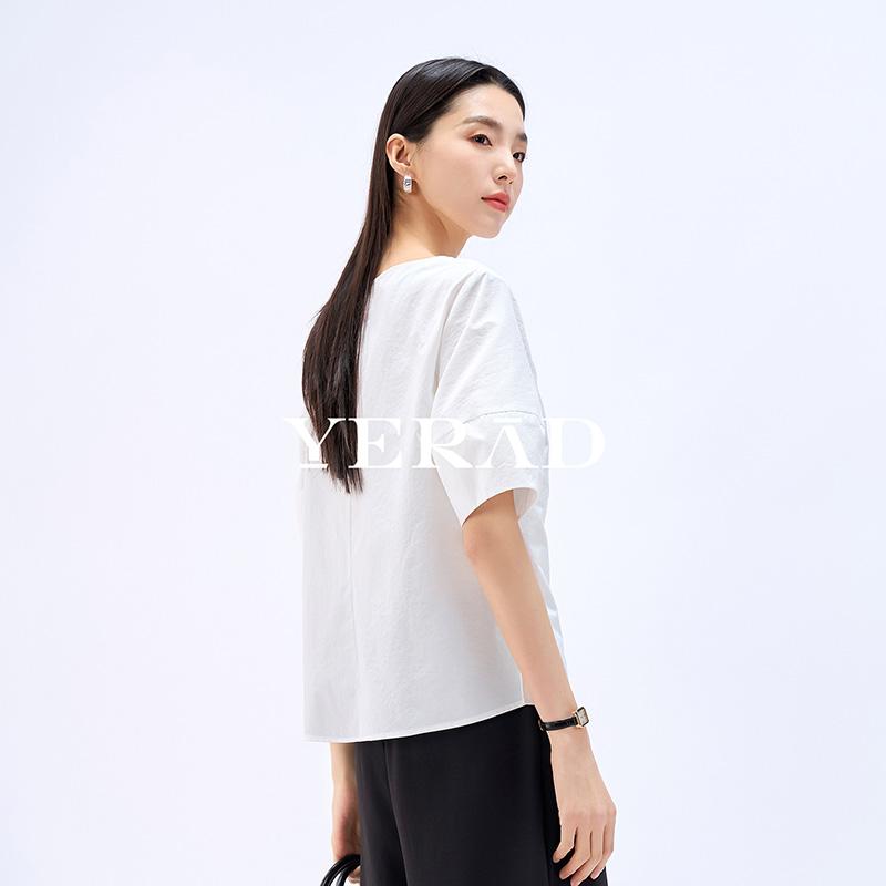 Yalida French Twisted Loose Short Sleeve Shirt