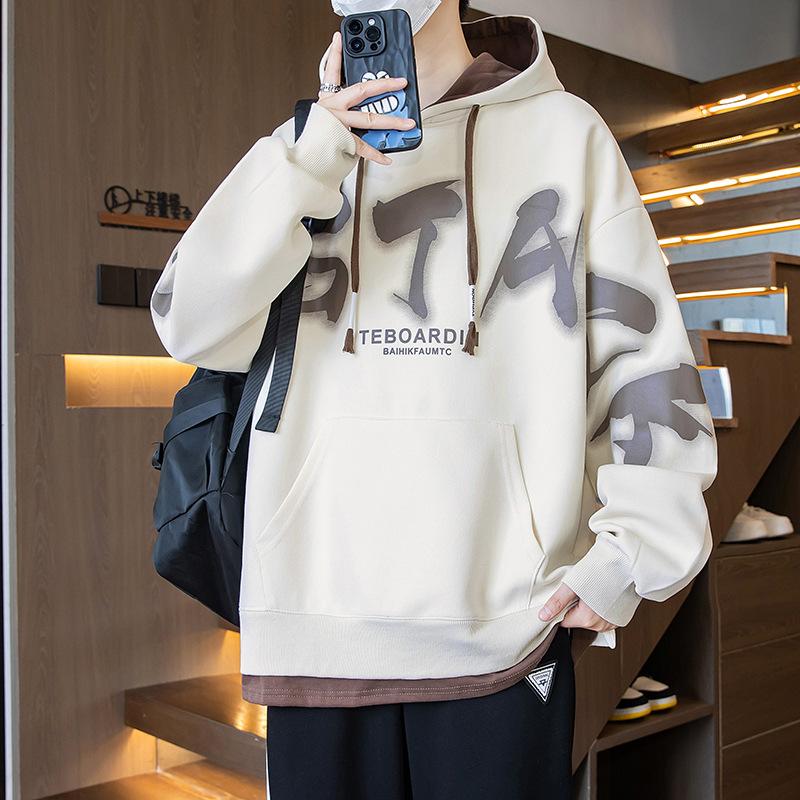 Autumn Sweatshirt Boy Middle School Students Trendy Printed Hooded Top 15 Children's Fashionable Sports and Casual Jacket