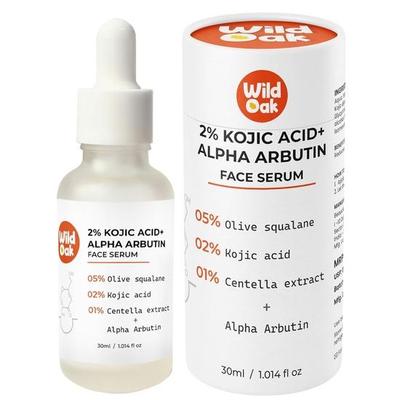 WildOak 2% Kojisäure + Alpha-Arbutin Gesichtsserum gegen Hyperpigmentierung & dunkle Flecken | Centella für eine starke Hautbarriere | 30ml