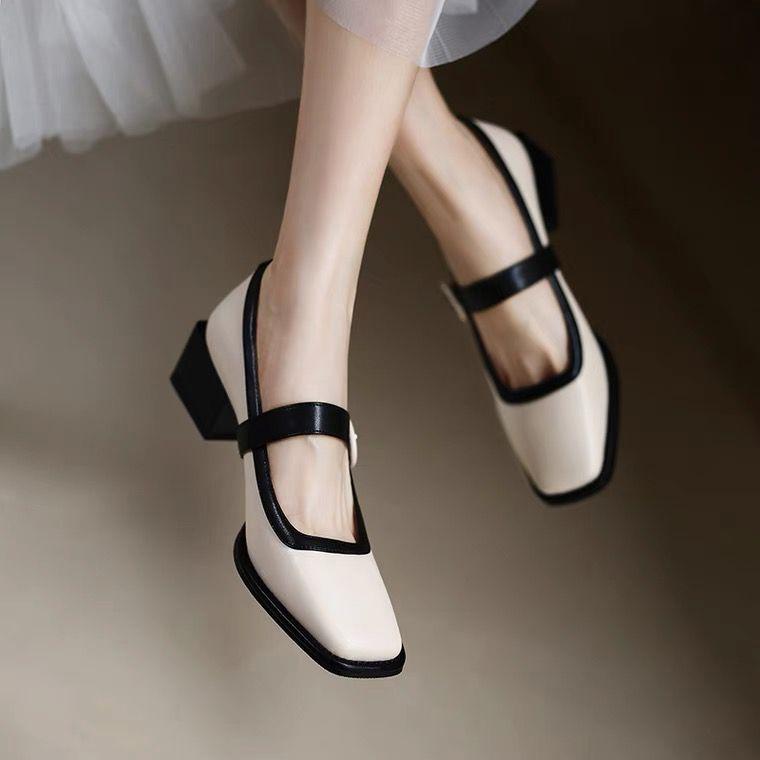 Women's Square Toe Shiny Leather Shallow-mouth Shoes Ladies Designer  New Simple Fashion Large Size Women's Shoes