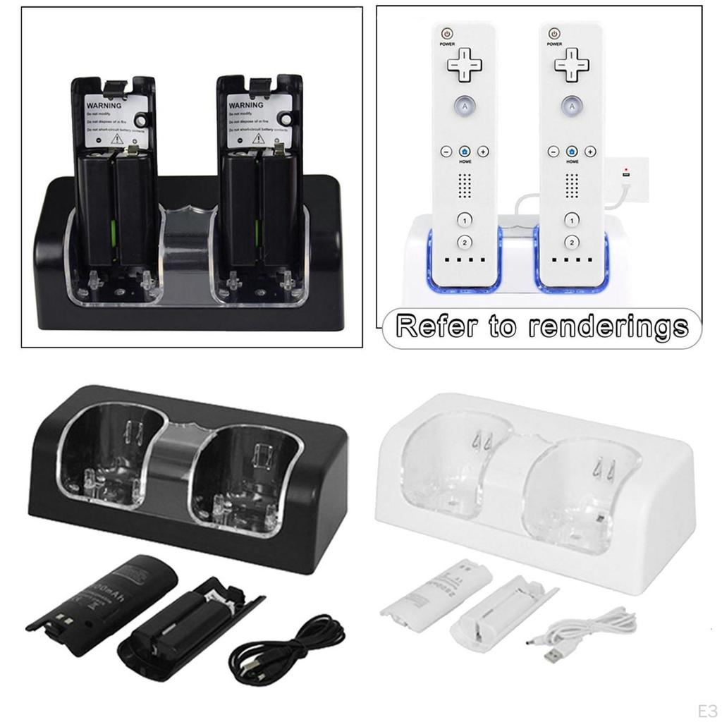 Charger, Charging Dock Station with USB Cable 2Pcs 2800mAh Replacement Batteries for Game Console