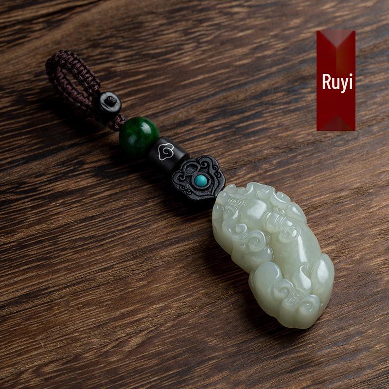 Hetian Jade Pixiu Schlüsselanhänger Anhänger: Elegante Steinperle für Männer & Frauen