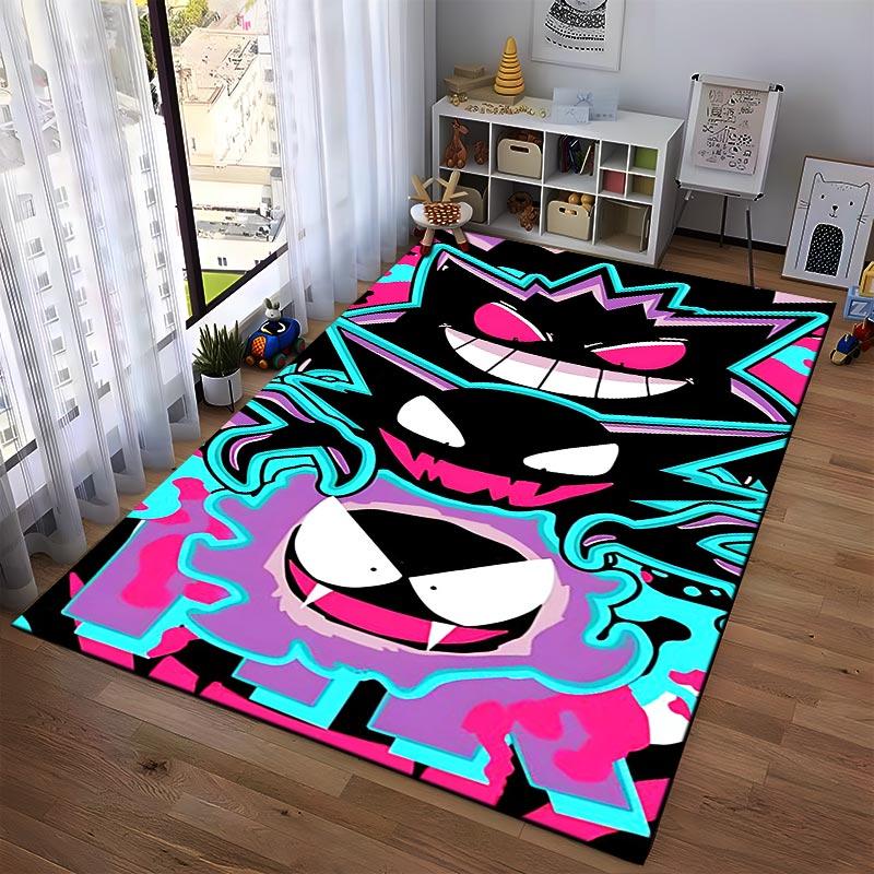 Colorful Cartoon Style Rug with Bold Graffiti Monster Design Artwork Suitable for Use As an Anti-slip for Living Room Bedroom Sofas