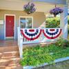 Half-Round Fan Banner Ruffled Patriotic Star Pattern for Porch, Fence