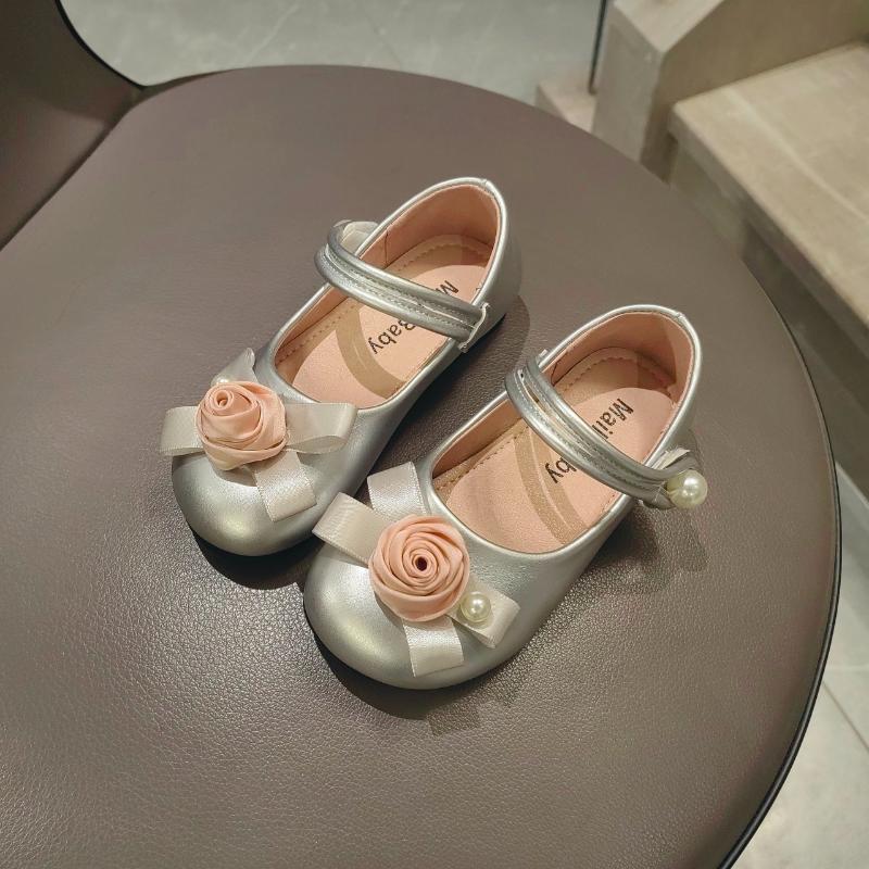 Girls  Princess Shoes 2024 New Kids Fashion Flower Leather Shoes Children Elegant Temperament Dance Shoes for Party Wedding