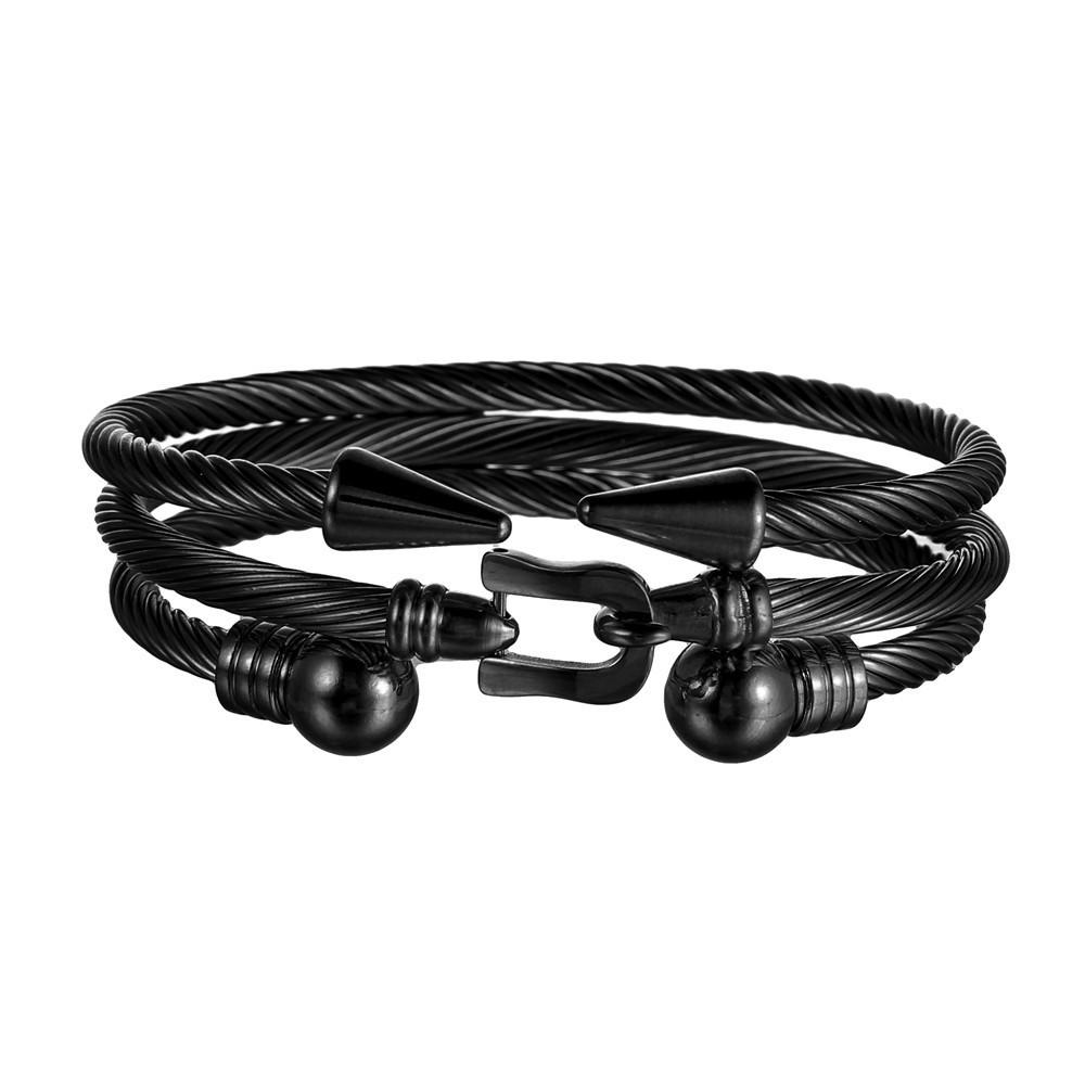 Geometric Stainless Steel Men Women Bracelets With Roman Letter Bead Design For Travel Gift