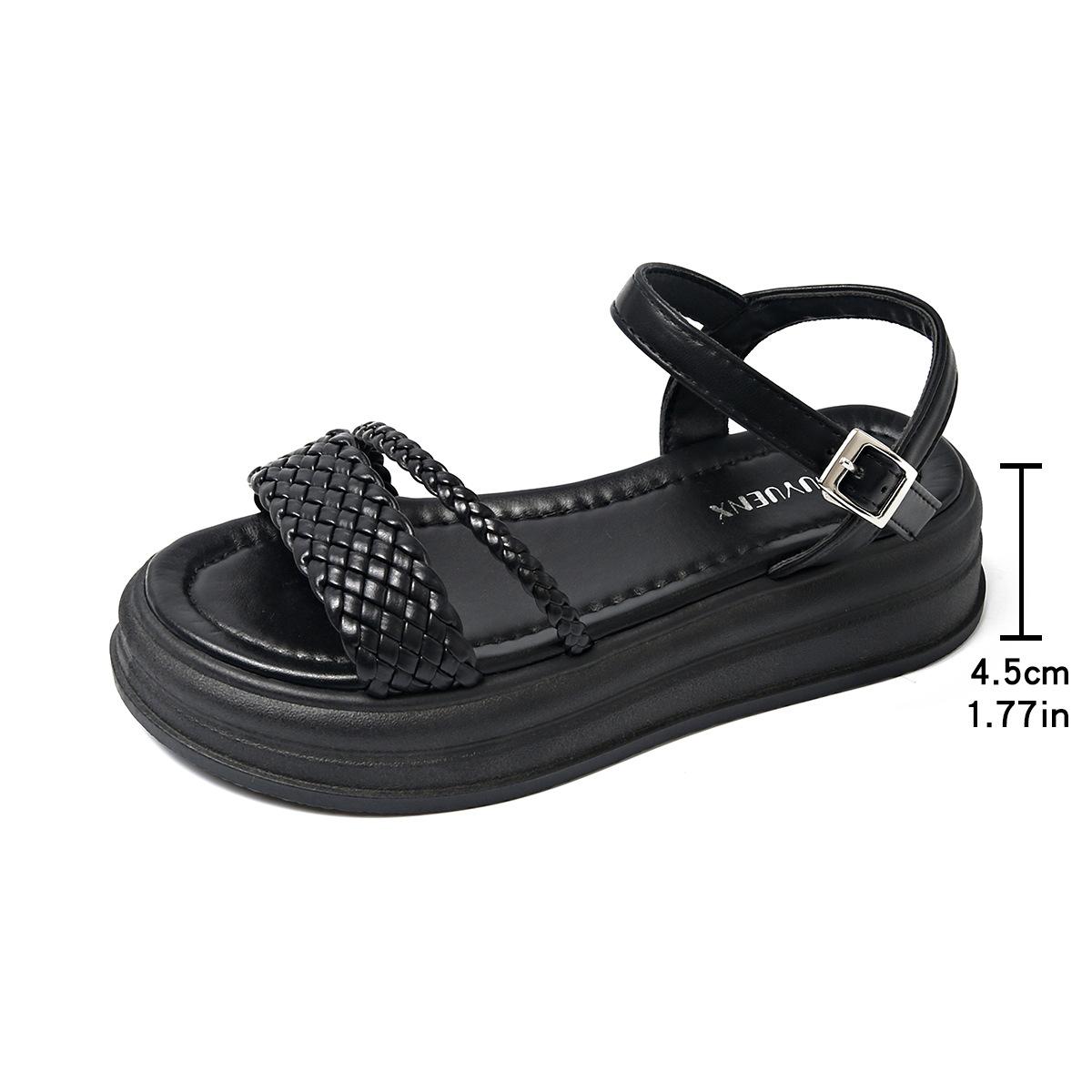 

2025 summer new fashion fish mouth platform woven sandals women s casual open-toe comfortable open-toe beach sandals 42 чёрный
