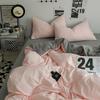 Bed Sheet Quilt Cover Nude Sleeping Pure Cotton Four-piece Set Washed Cotton Soft Bed Sheet Quilt Cover Solid Color Bedding