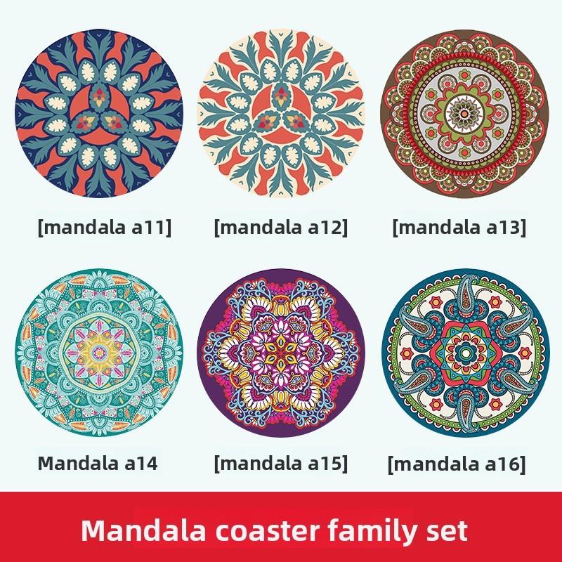 Modern Rubber Coaster Set With Heatresistant Patterned Surface For Home Dining