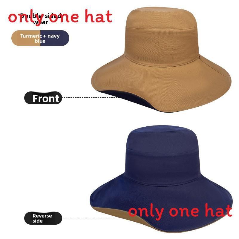 Reversible Wide Brim Sun Hat With Solid Color Design For Summer Use Casual