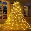 200/280LED Star Waterfall Light Outdoor Fairy String Light Christmas Tree Circular Top Light for Home Navidad Natal New Year2026