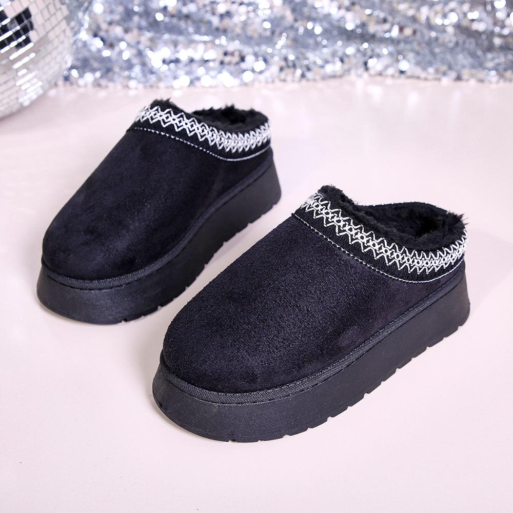 Fashion Platform Fluffy Slippers Women House Flats Fashion Plush Winter Designer Shoes Ladies Home Elegant Casual Footwear Large Size