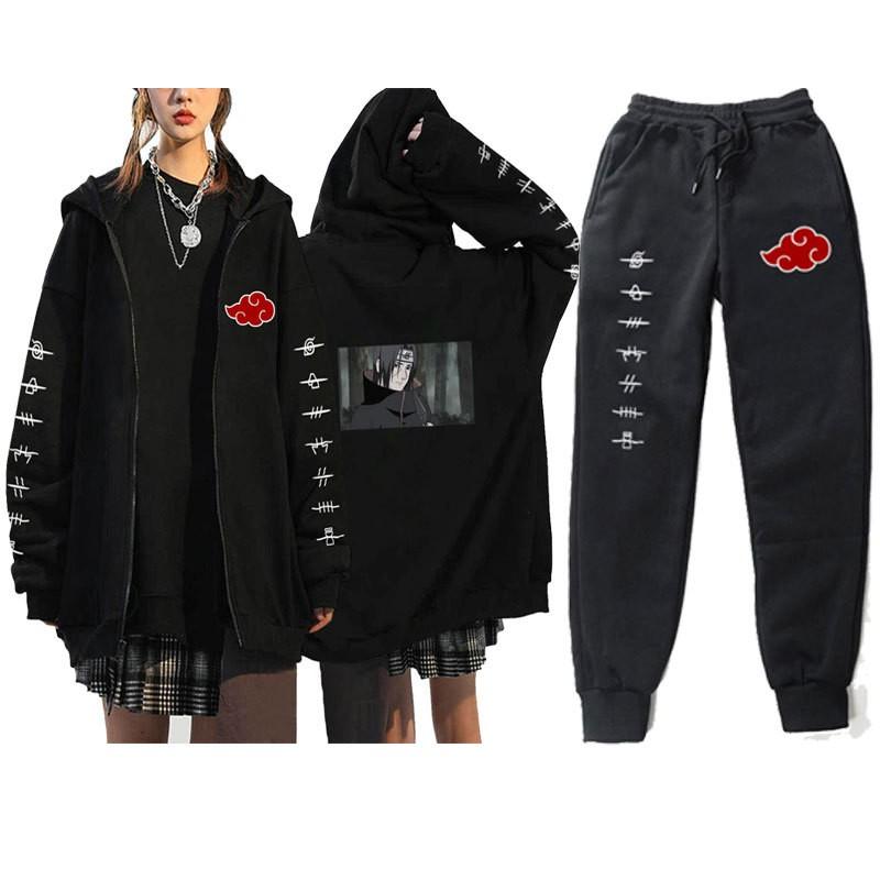 Mens Naruto Hooded Zip-Up Fleece-Lined Casual