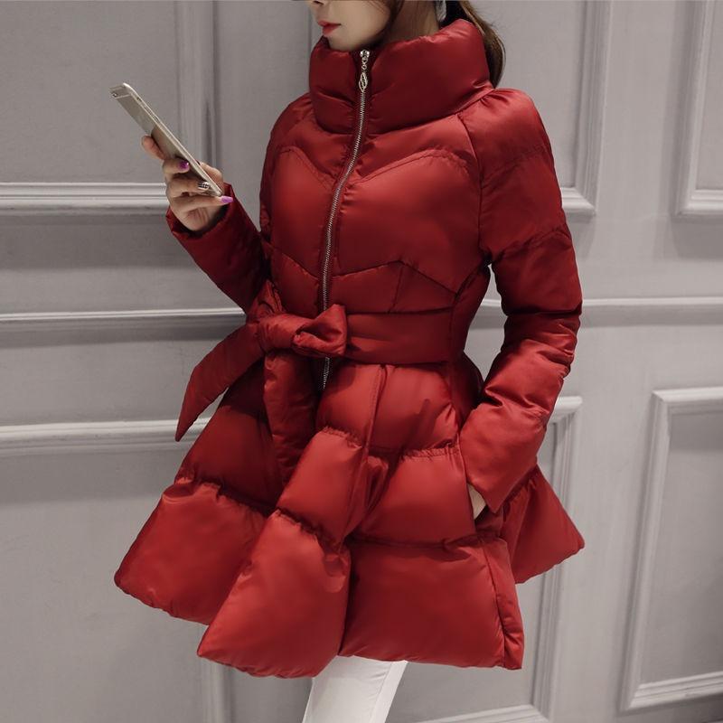 Winter Clothes New Thickened Warm Cotton-padded Clothes Female Slim-fit Large-size Puffy Skirt Cotton Clothes Waist Jacket