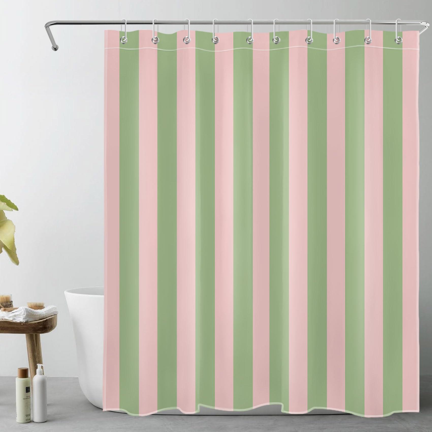 

Vikama Pink & Orange Stripe Shower Curtain, Waterproof & Mildew-Proof , Vibrant Bathroom Partition Curtain Decoration W60H190(CM)-1 Pcs
