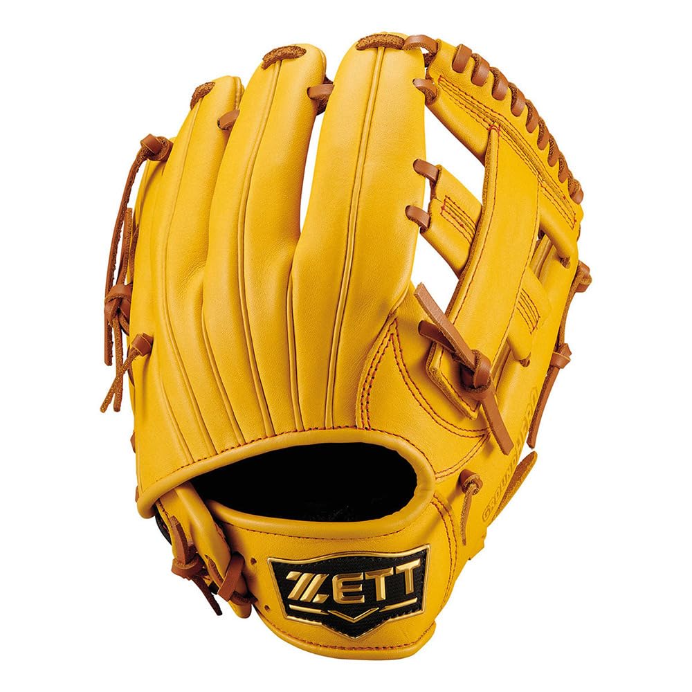 ZETT Youth Softball Ground True Yellow x Oak Size S heights BJG762620 Glove, Hero, All-Around, Right-Handed Throw, Brown, (For 120-135cm),