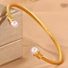 Personalized Pearl Light Bulb Opening Steel Wire Stainless Steel , European and American Simple Design, Gold  for Girlfriends