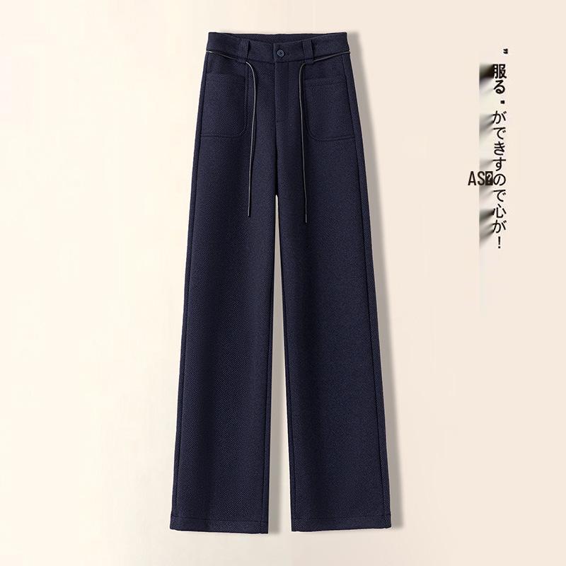 Women's High-Waist Woolen Flannel Pants: Winter Thick, Loose, Narrow-Leg to Wide-Leg Style