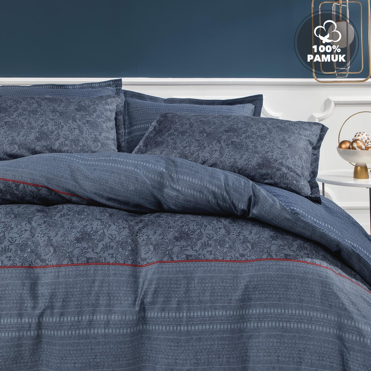 

Gavin Double Satin Duvet Cover Set - Темно-синий 200x220 cm