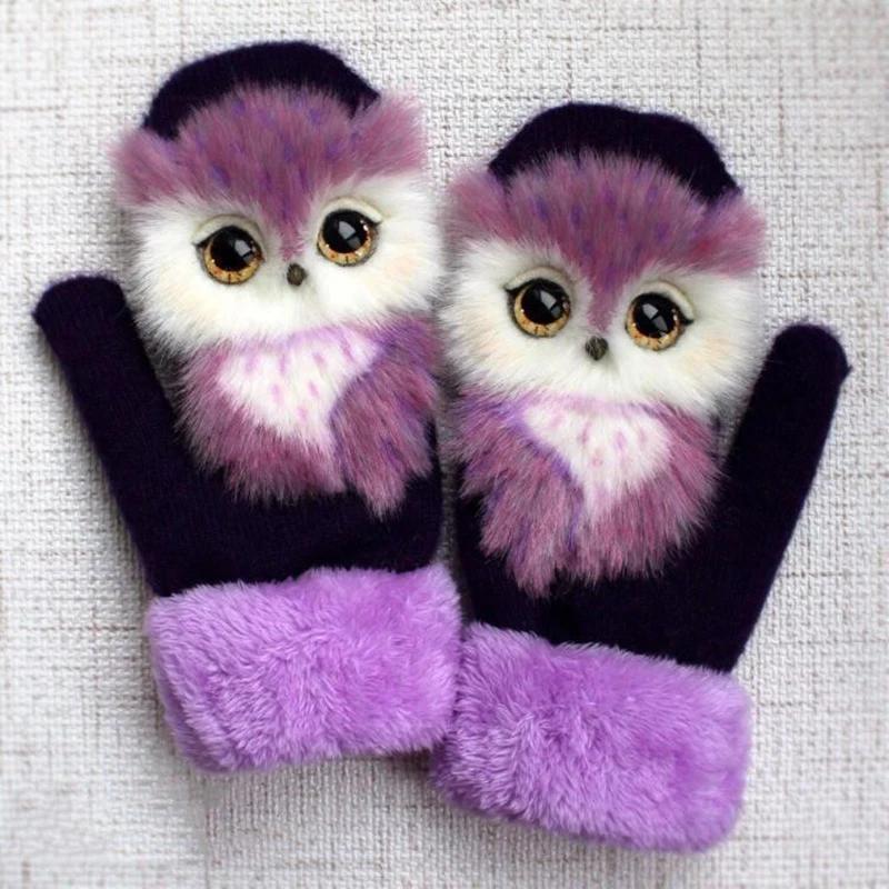 New Style Winter Warm Gloves Women Animal Pattern Glove Warmth Plush Knitted Glove Fashion Cute Gloves for Women Guantes