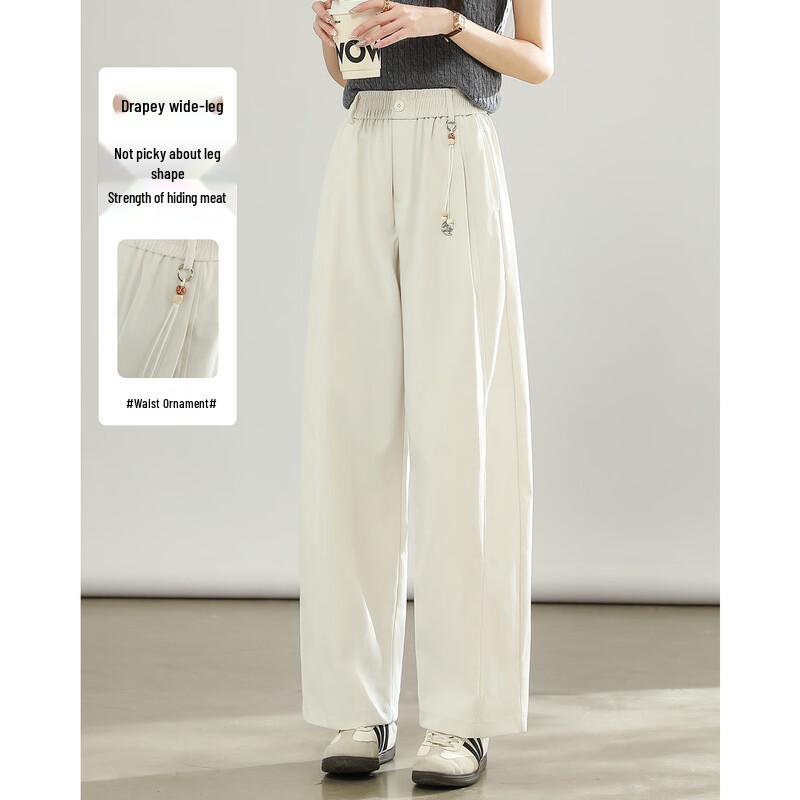 TERRE BLEUE Women s High-Waist Loose Straight Wide-Leg Casual Pants 29