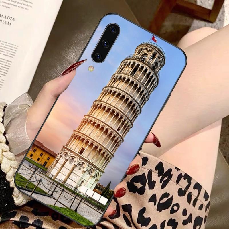 Pouzdro na telefon Šikmá věž v Pise pro Samsung A91 A81 A73 A72 A71 A30S A20 A12 A13 A52 A53 4G 5G Měkký černý kryt na telefon