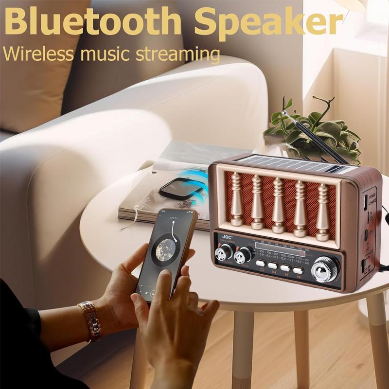 Portable Vintage Radio Classic Retro Solar Emergency Radios Receiver Multi-functional TWS Setero Bluetooth Speaker TF USB