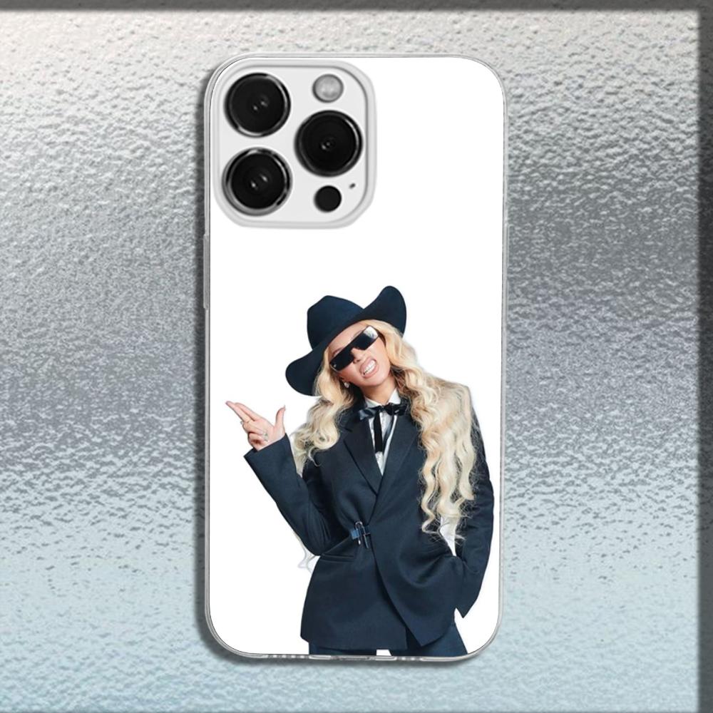 Singer B-Beyonce Cowboy Phone Case For iPhone 16,15,14,13,12,11 Plus,Pro,Max,XR,XS,X,Plus,SE,Mini Transparent Soft Cover