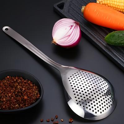 1pc Stainless Steel Colander, Skimmer Trough Spoon, Filter Spoon, Kitchen Utensils, Kitchen Supplies
